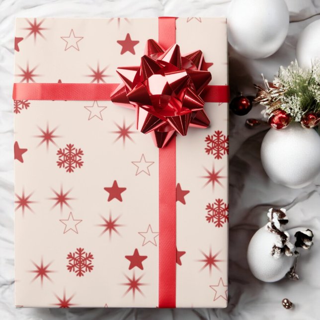 Papel De Presente Presente de Férias Floco de Neve Brilho Estrelas R (Criador carregado)