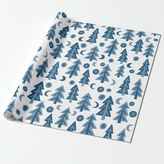 Papel De Presente Presente de Férias Floresta de Inverno Árvores de  (Desenrolado)