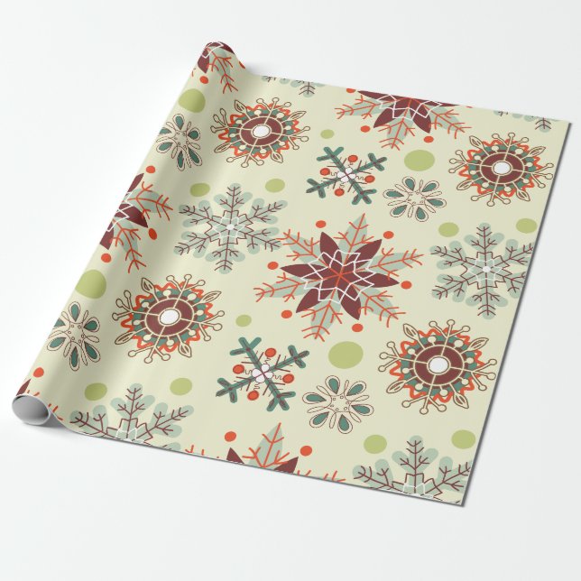Papel De Presente Presente de Flocos de Neve Artísticos (Desenrolado)