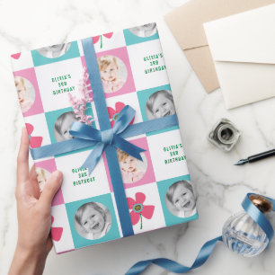 Papel De Presente Presente de Foto de Aniversário Flor Chic Margarid