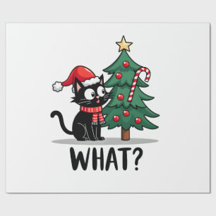 Papel De Presente Presente de Gato Preto Engraçado Derrubando Árvore