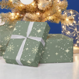 Papel De Presente Presente de Gliteria com Flocos de Neve Dourados c