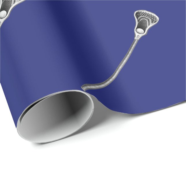 Papel De Presente Presente de Lacrosse Azul (Ponta do rolo)