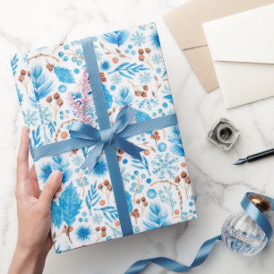 Papel De Presente Presente de Natal Azul Congelado Moderno
