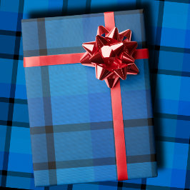 Papel De Presente Presente de Natal azul marinho xadrez clássico