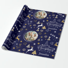 Papel De Presente Presente de Natal Azul Personalizado
