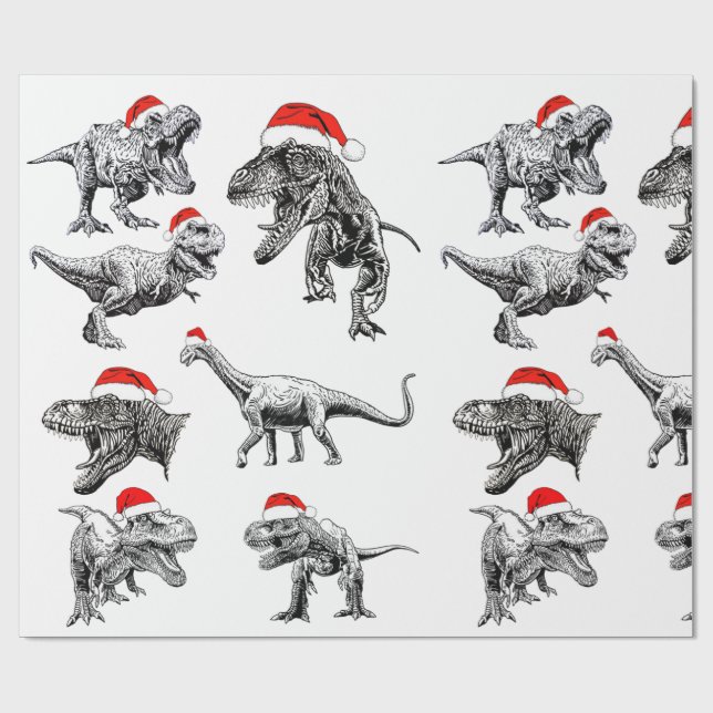 PAPEL DE PRESENTE PRESENTE DE NATAL COM DINOSSAUROS COM ÓDIO SANTA (Aberto)