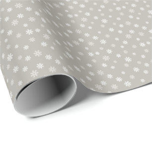 Papel De Presente Presente de Natal com Floco de Neve Branco Cinza