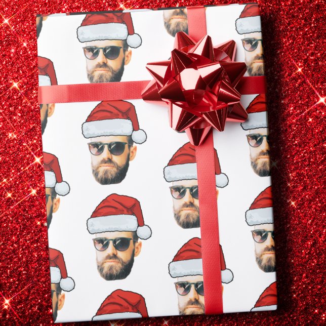 Papel De Presente Presente de Natal com Foto do Papai Noel de Cara E (Criador carregado)