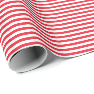 Papel De Presente Presente de Natal com Listras Vermelhas e Brancas