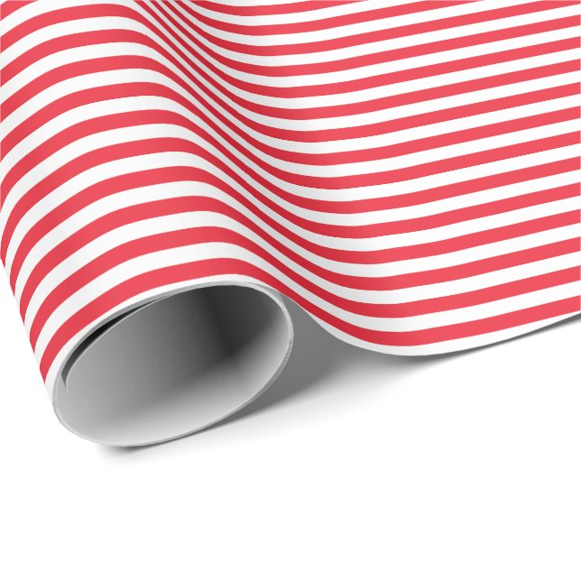 Papel De Presente Presente de Natal com Listras Vermelhas e Brancas (Ponta do rolo)