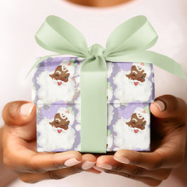 Papel De Presente Presente de Natal com Papais noeis Pretos de Vinta