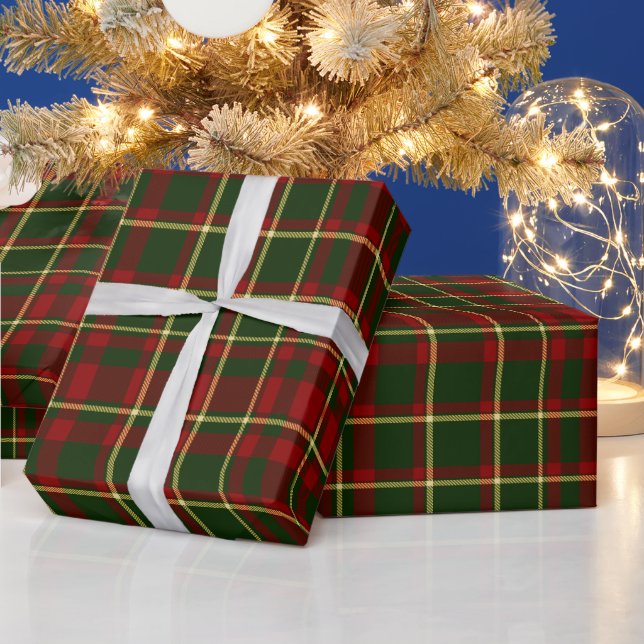 Papel De Presente Presente de Natal com xadrez tartan vermelho e ver (Feriados)