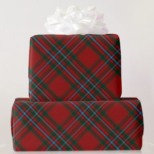 Papel De Presente Presente de Natal da Xadrez de Tartan Verde Azul e