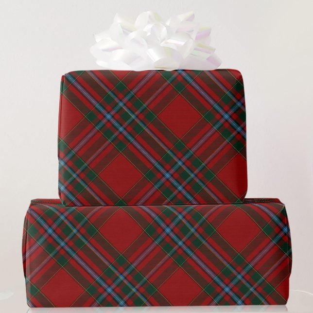 Papel De Presente Presente de Natal da Xadrez de Tartan Verde Azul e (Criador carregado)