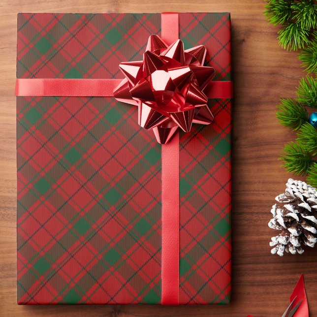Papel De Presente Presente de Natal da Xadrez de Tartan Vermelho e V (Criador carregado)