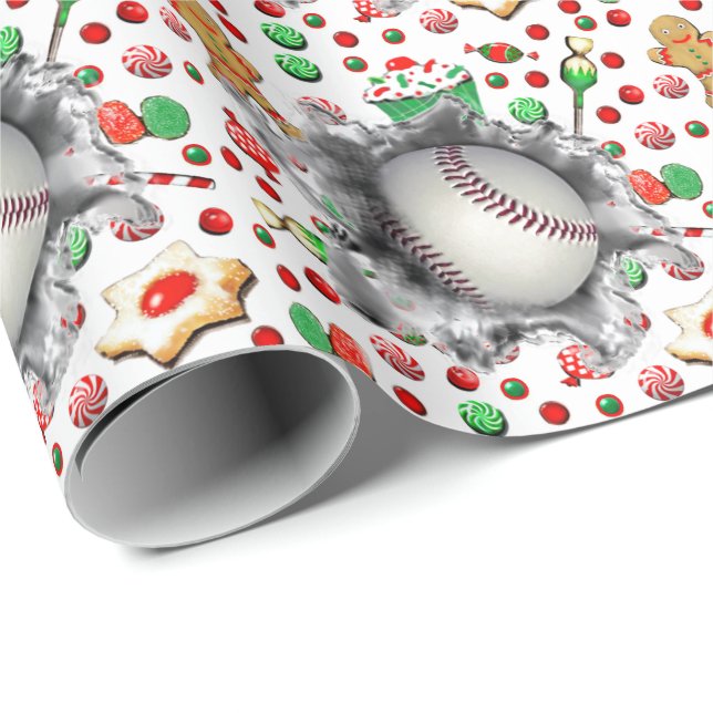 Papel De Presente Presente de Natal de Baseball (Ponta do rolo)