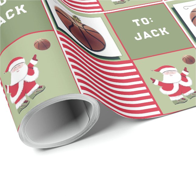 Papel De Presente Presente de Natal de Basquetebol (Ponta do rolo)