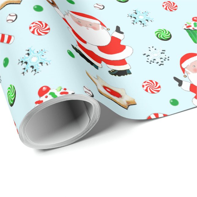 Papel De Presente Presente de Natal de Beisebol (Ponta do rolo)