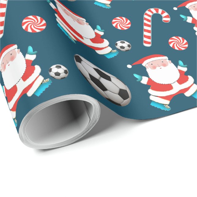 Papel De Presente Presente de Natal de Futebol (Ponta do rolo)