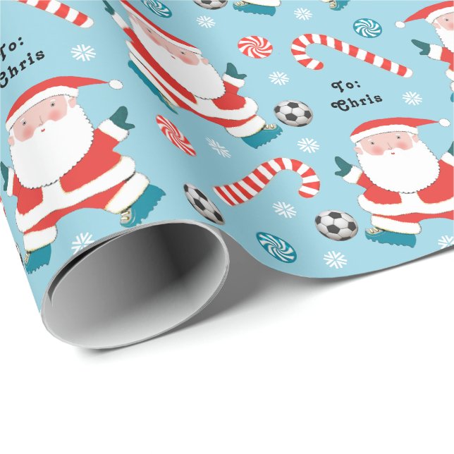 Papel De Presente Presente de Natal de Futebol Personalizado (Ponta do rolo)