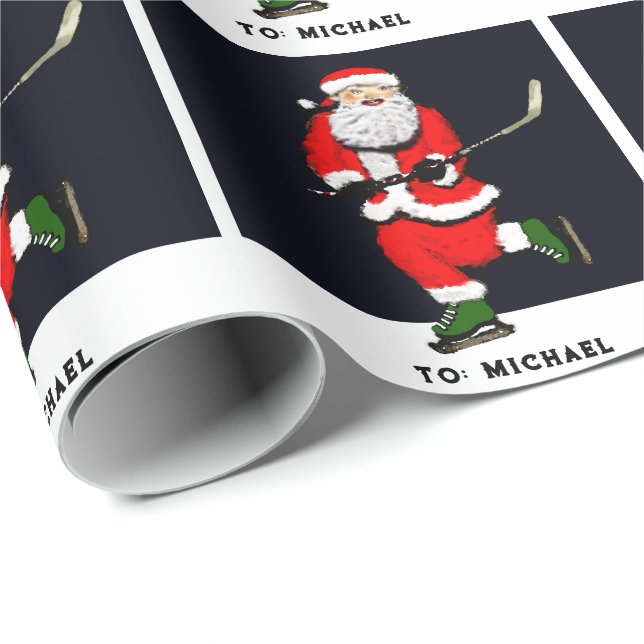 Papel De Presente Presente de Natal de Hóquei (Ponta do rolo)