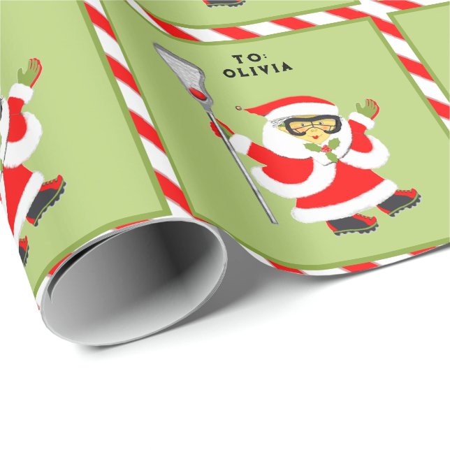 Papel De Presente Presente de Natal de Lacrosse para Meninas (Ponta do rolo)
