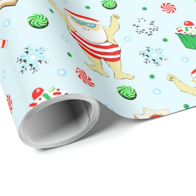 Papel De Presente Presente de Natal de Natação (Ponta do rolo)