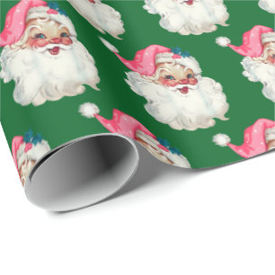 Papel De Presente Presente de Natal de Rosto de Papai Noel Vintage M