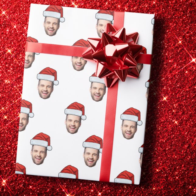 Papel De Presente Presente de Natal de Santa Hat com Foto Personaliz (Criador carregado)