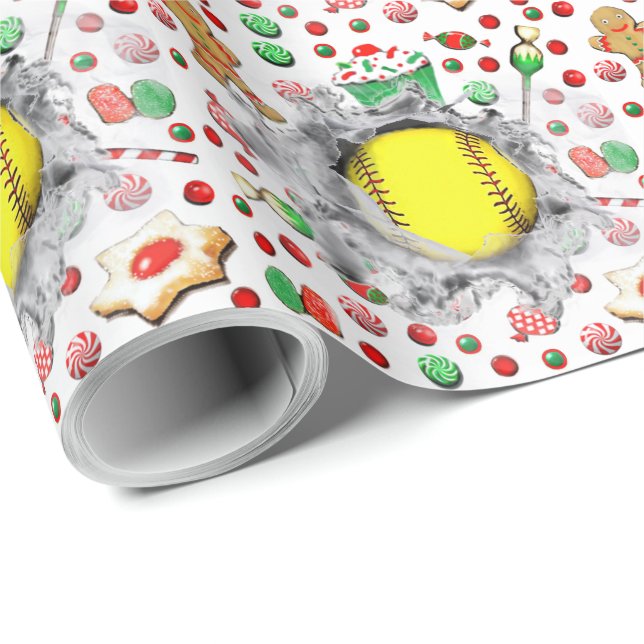 Papel De Presente Presente de Natal de Softbol (Ponta do rolo)