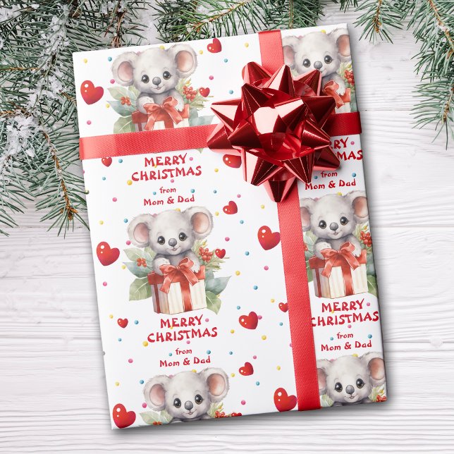 Papel De Presente Presente de Natal de Urso Coala Fofo (Criador carregado)