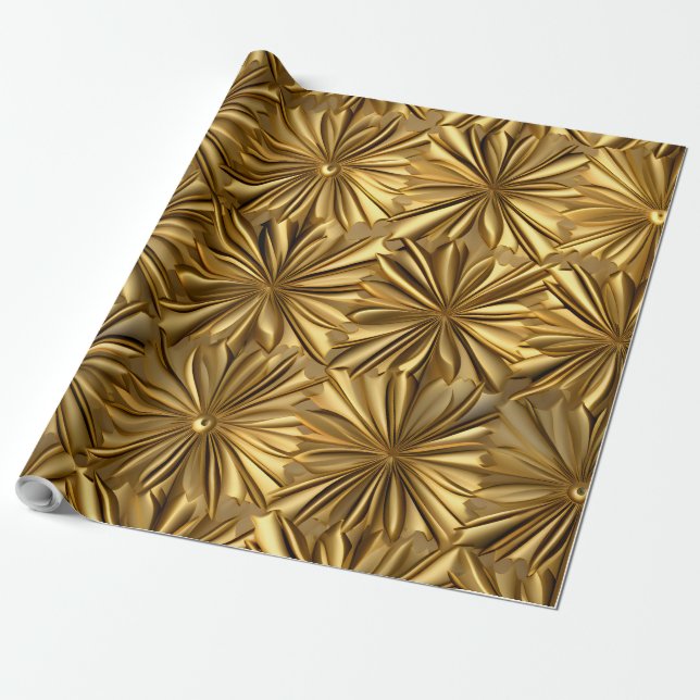 Papel De Presente Presente de Natal Dourado de luxo (Desenrolado)
