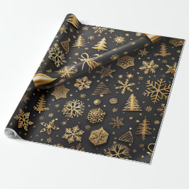 Papel De Presente Presente de Natal Dourado e negro elegante