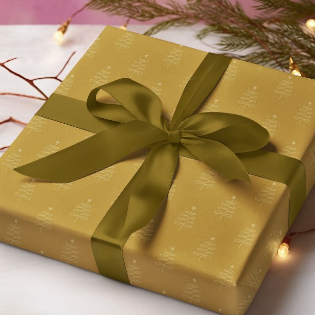 Papel De Presente Presente de Natal Dourado na Árvore Abstrato moder (Criador carregado)