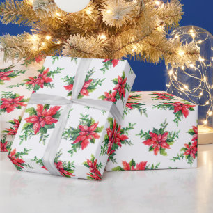 Papel De Presente Presente de Natal Floral de Poinsettia Vermelha