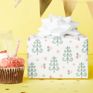 Papel De Presente Presente de Natal Minimalista do Padrão de Árvore