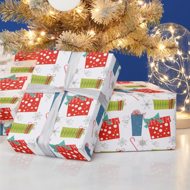 Papel De Presente Presente de Natal Moderno de Meados do Século & Ca (Feriados)
