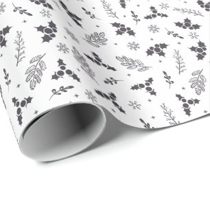 Papel De Presente Presente de Natal Moderno Elegante Botânico