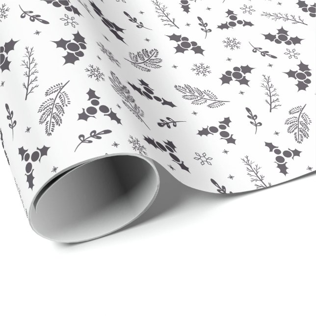 Papel De Presente Presente de Natal Moderno Elegante Botânico (Ponta do rolo)