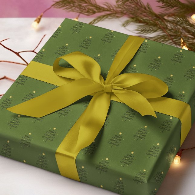 Papel De Presente Presente de Natal Moderno em Árvore Verde Abstrato (Criador carregado)