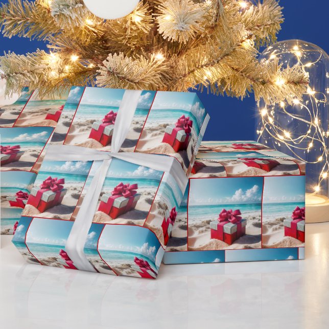 Papel De Presente Presente De Natal Na Areia De Praia (Feriados)