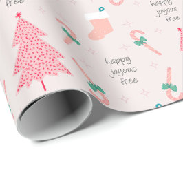 Papel De Presente Presente de Natal Rosa Pastel Sobriedade