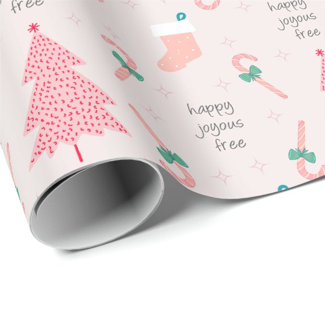 Papel De Presente Presente de Natal Rosa Pastel Sobriedade  (Ponta do rolo)