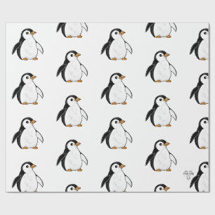 Papel De Presente Presente de Padrão Caprichoso e Adorável do Pingui