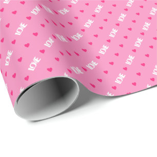 Papel De Presente Presente de padrão de amor e coração cor-de-rosa e