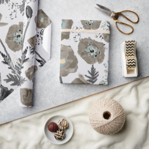 Papel De Presente Presente de Padrão de Aquarela de Populações Flora