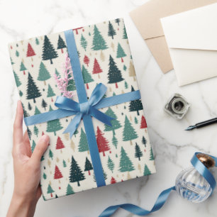 Papel De Presente Presente de Padrão de Floresta de Natal Leve