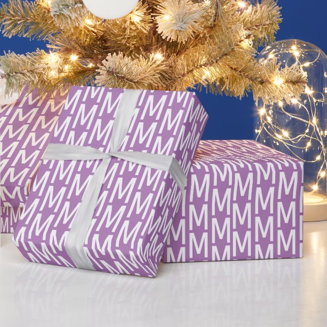 Papel De Presente Presente de padrão de monograma personalizado bran (Feriados)