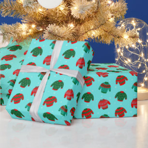 Papel De Presente Presente de Padrão de Suéter Feio de Natal Festivo